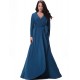 Women's Party/Cocktail Plus Size Plus Size Dress,Solid V Neck Midi Long Sleeve Blue Spandex Fall