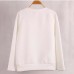 Women's Solid White Hoodies , Vintage Round Neck Long Sleeve