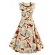 Women's Plus Size Vintage Swing Dress,Floral Square Neck Knee-length Sleeveless Blue / Red / White / Black Cotton Summer