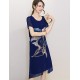 Women's Street chic Print Plus Size / Loose Dress,Round Neck Knee-length Silk / Polyester