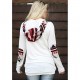 Women's Print White Hoodies , Casual Hooded Long Sleeve