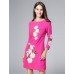 Boutique S Women's Casual/Daily Vintage Shift Dress,Embroidered Round Neck Above Knee Long Sleeve Polyester Fall