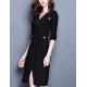 Women's Simple Sheath DressSolid / Striped V Neck Above KneeLength Sleeve Black Cotton / Rayon Fall Mid Rise