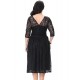 Women's Beach Plus Size / Skater Dress,Solid Deep V Knee-length ? Sleeve Black Polyester Spring