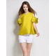  Women's Going out Simple Summer BlouseSolid Crew Neck Short Sleeve Yellow Polyester Medium