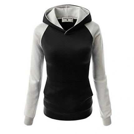 Women's Casual Hooded Color Block Long Sleeve Hoodies