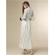 Boutique S Women's Going out Street chic Chiffon Dress,Patchwork Stand Maxi Long Sleeve White Polyester Fall