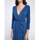 Women's Party/Cocktail Plus Size Plus Size Dress,Solid V Neck Midi Long Sleeve Blue Spandex Fall