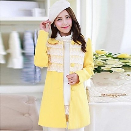 Maternity Long Coat , Casual/Lace Long Sleeve Cotton/Polyester