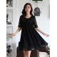 Women's Casual/Daily Cute Plus Size Dress U Neck Above Knee ? Length Sleeve Red / White / Black Summer