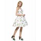 Women's Going out Vintage A Line / Skater Dress,Floral Strap Knee-length Sleeveless White / Black Cotton All Seasons