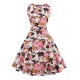 Women's Plus Size Vintage Swing Dress,Floral Round Neck Knee-length Sleeveless Red / White / Black / Multi-color Cotton Summer