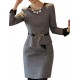 Women's OL Commuter Slim Waist Flod Tweed Plus Size Dress(with Strap)