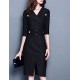 Women's Simple Sheath DressSolid / Striped V Neck Above KneeLength Sleeve Black Cotton / Rayon Fall Mid Rise