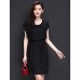 Women's Going out Vintage / Simple Sheath / Chiffon Dress,Embroidered Round Neck Above Knee Short Sleeve