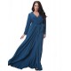 Women's Party/Cocktail Plus Size Plus Size Dress,Solid V Neck Midi Long Sleeve Blue Spandex Fall