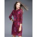 Boutique S Women's Going out Vintage Sheath Dress,Floral Round Neck Above Knee ? Sleeve Red Polyester