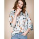 LIANGSANSHIWomen's Casual/Daily Street chic Summer Shirt,Print Shirt Collar ? Sleeve Blue Polyester / Others Thin