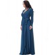 Women's Party/Cocktail Plus Size Plus Size Dress,Solid V Neck Midi Long Sleeve Blue Spandex Fall