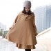 Women's Cape Korean Plus Size with Belt Woolen Blend Maternity Trench Coat