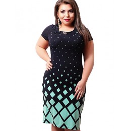 Women's Plus Size / Party/Cocktail Street chic Sheath DressPrint Round Neck Knee-length ShortRayon All SeasonsMid