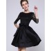 Women's Party/Cocktail / Plus Size Sophisticated Lace / Little Black / Skater Dress,Solid Round Neck Above Knee ? Sleeve BlackPolyester /