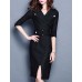 Women's Simple Sheath DressSolid / Striped V Neck Above KneeLength Sleeve Black Cotton / Rayon Fall Mid Rise