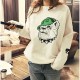 Women's Print / Character White / Black Hoodies , Casual Round Neck Long Sleeve