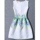 Women's Cute Floral A Line Dress,Round Neck Mini Polyester