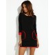 Women's Patchwork Black Dress , Casual / Work Round Neck Long Sleeve