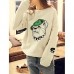 Women's Print / Character White / Black Hoodies , Casual Round Neck Long Sleeve