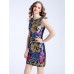  Women's Plus Size / Going out Chinoiserie Sheath DressEmbroidered Round Neck Above Knee Sleeveless