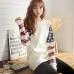 Women's Print White Hoodies , Casual Round Neck Long Sleeve