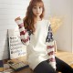 Women's Print White Hoodies , Casual Round Neck Long Sleeve