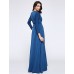 Women's Party/Cocktail Plus Size Plus Size Dress,Solid V Neck Midi Long Sleeve Blue Spandex Fall