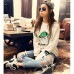 Women's Print / Character White / Black Hoodies , Casual Round Neck Long Sleeve