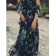 SINCE THEN SIN CE THEN Women's Sexy / Boho Floral Swing Dress,Strapless Maxi Polyester