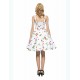 Women's Going out Vintage A Line / Skater Dress,Floral Strap Knee-length Sleeveless White / Black Cotton All Seasons