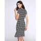 Women's Vintage / Simple Houndstooth Ruffle Slim Fishtail Plus Size / Sheath Dress,Square Neck Knee-length