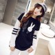 Women's Cute Character White / Black Hoodies , Casual / Plus Sizes Round Neck Long Sleeve