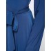 Women's Party/Cocktail Plus Size Plus Size Dress,Solid V Neck Midi Long Sleeve Blue Spandex Fall