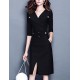 Women's Simple Sheath DressSolid / Striped V Neck Above KneeLength Sleeve Black Cotton / Rayon Fall Mid Rise