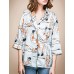 LIANGSANSHIWomen's Casual/Daily Street chic Summer Shirt,Print Shirt Collar ? Sleeve Blue Polyester / Others Thin