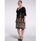 Women's Beach / Plus Size Boho Chiffon Dress,Floral V Neck Knee-length 陆 Length Sleeve Black Polyester / Spandex Summer