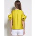  Women's Going out Simple Summer BlouseSolid Crew Neck Short Sleeve Yellow Polyester Medium