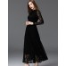  Women's Work Vintage DressSolid Stand Maxi Long Sleeve Black Cotton / Polyester / Nylon