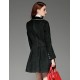  Women's Going out Vintage Coat,Solid Notch Lapel Long Sleeve Winter Black Wool Opaque