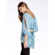 Women's Going out Simple Summer Blouse,Solid Round Neck ? Sleeve Blue Polyester Thin