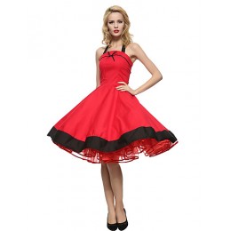 Women's Halter 50s Vintage Plus Sizes Swing Dress