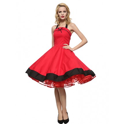 Women's Halter 50s Vintage Plus Sizes Swing Dress